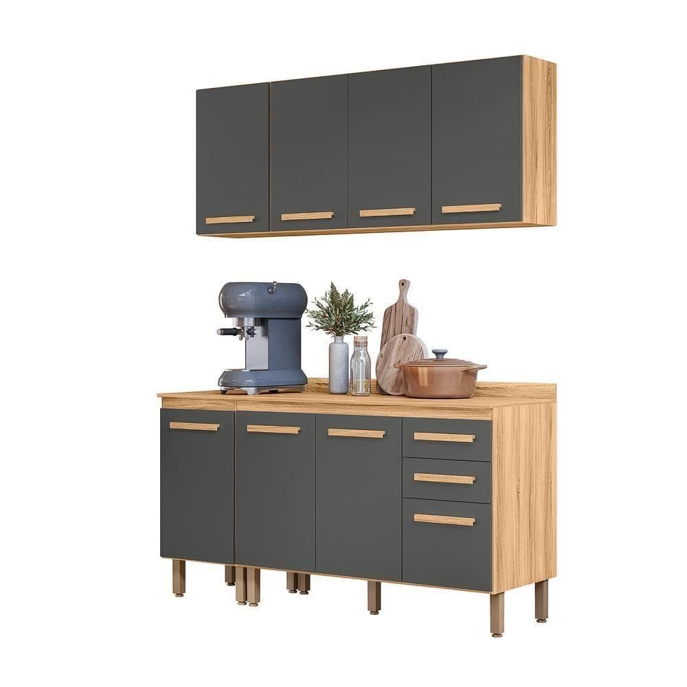 Cozinha Modulada Intenza Lily 4 Peças Freijó-chumbo - Nicioli Freijó-chumbo