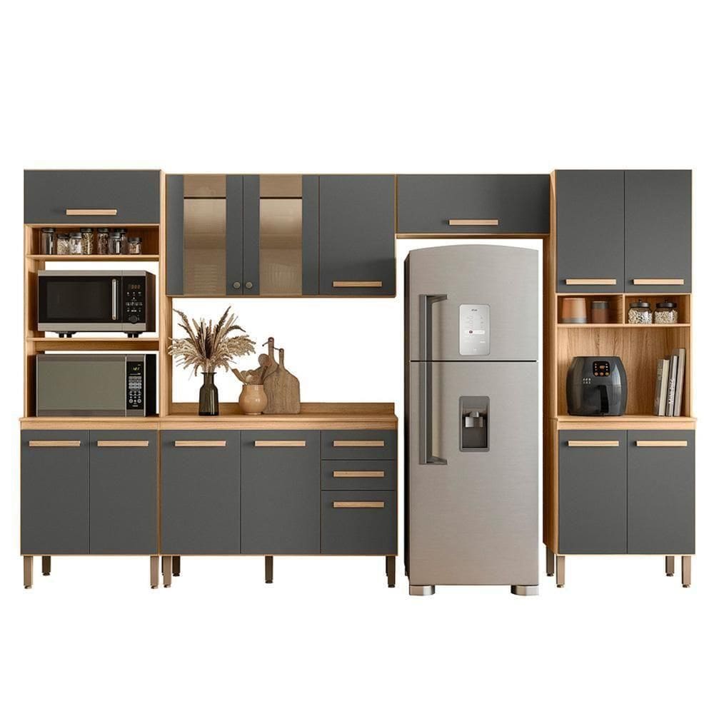 Cozinha Modulada Intenza Zoe 5 Peças Freijó-chumbo - Nicioli Freijó-chumbo