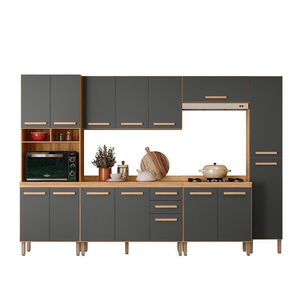 Cozinha Modulada Intenza Carolina 6 Peças Freijó-chumbo - Nicioli Freijó-chumbo