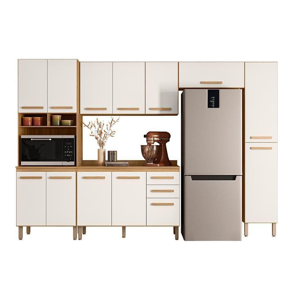 Cozinha Modulada Intenza Oni 5 Peças Freijó-off White Cristal - Nicioli Freijó-off White Cristal
