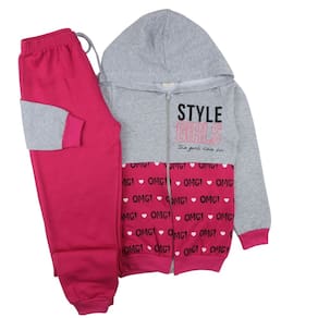 Conjunto Juvenil Feminino Jaqueta Zíper Touca Calça Moletom