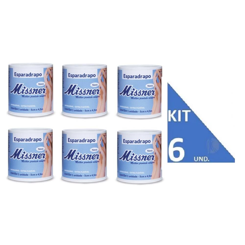Kit 6 Esparadrapo Branco 5x4,5 - Missner