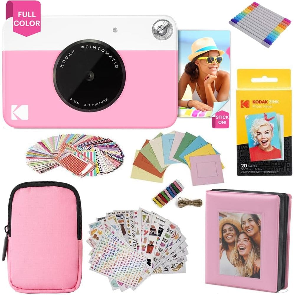 Câmera de impressão instantânea KODAK Printomatic, pacote de presente rosa