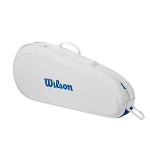 Mochila de tênis WILSON US Open Team possui 2 raquetes branca/azul