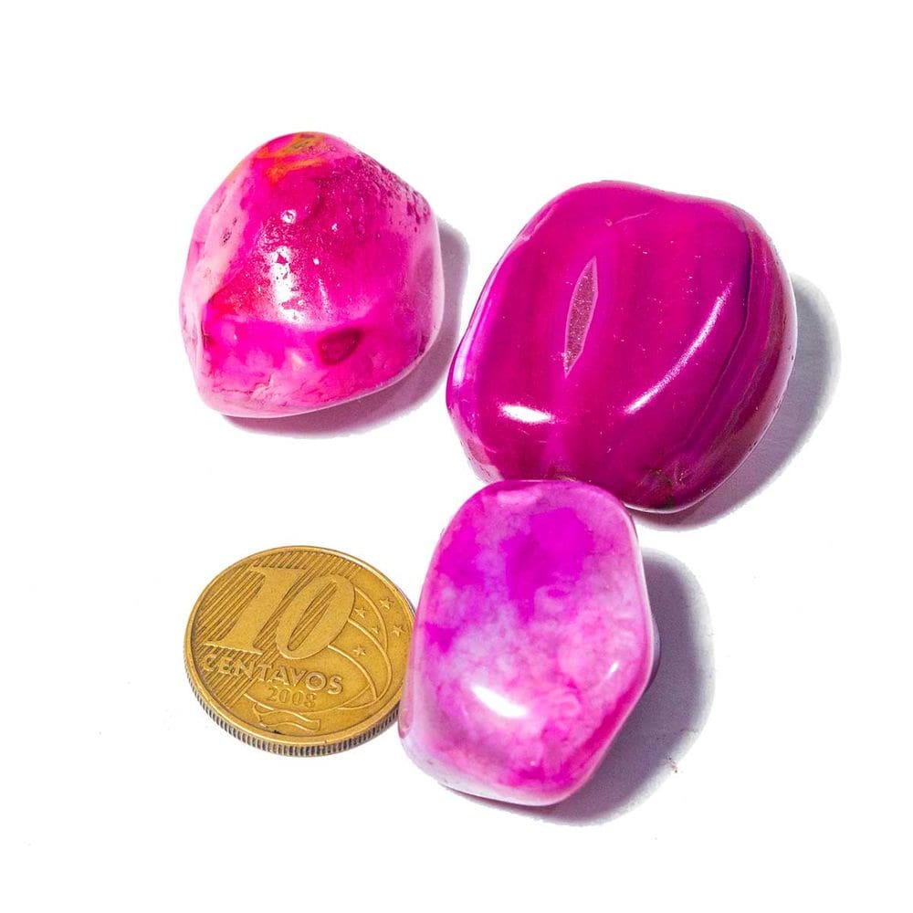 03 Ágata Rosa Rolado Pedra Natural G 30 a 45mm Classe A