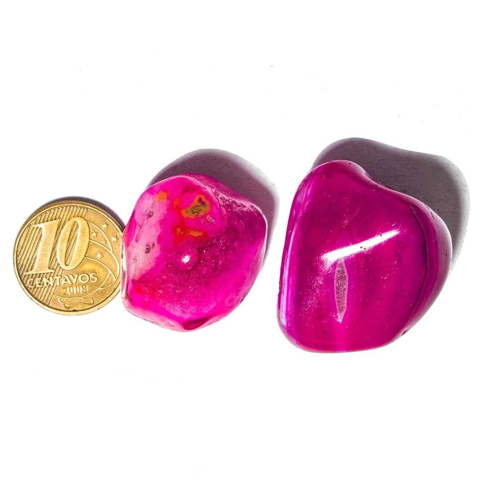 02 Ágata Rosa Rolado Pedra Natural G 30 a 45mm Classe A