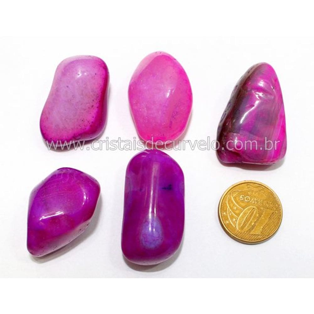 05 Ágata Rosa Rolado Pedra Natural G 30 a 45mm Classe A