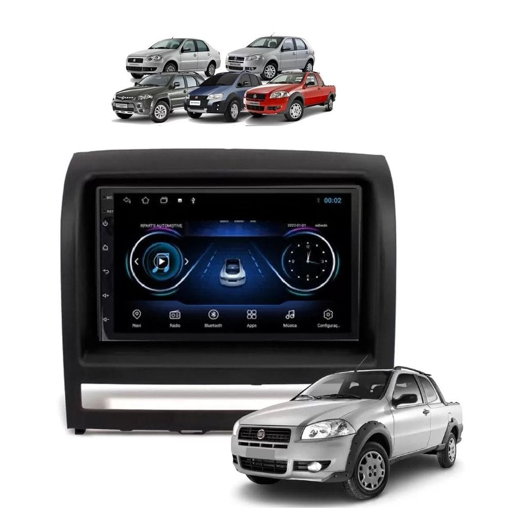 Kit Multimidia Idea 2005 / 2011 Mold Preta 7 Pol Android 2/32GB GPS Carplay- 701KC First Option
