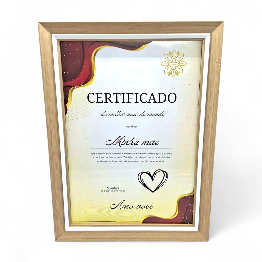 Certificado de Melhor Mãe com Moldura Marrom Presente