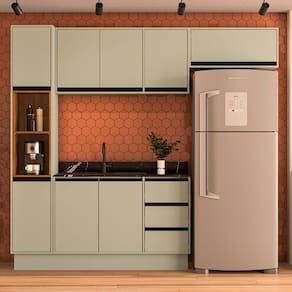 Cozinha Completa Koya 8 Portas 3 Gavetas Verde Oliva - Politorno