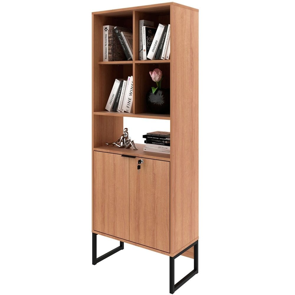 Estante Armário Alta Livreiro Multiuso Office 2 Portas