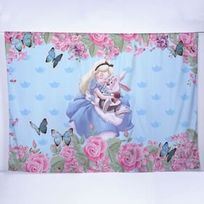 Painel de Festa Retangular Alice no Pais das Maravilhas Diversas Medidas - Fera Print