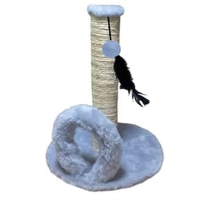 Arranhador Com Arco Pelucia Cinza Poste Sisal 40cm Redondo