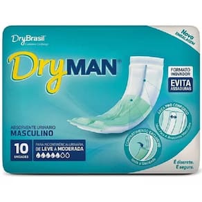 Absorvente Masculino Dryman Gel Leve E Moderado Pct C/10 Un