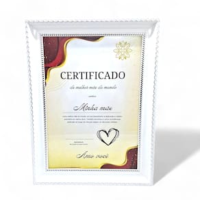 Certificado de Melhor Mãe com Moldura Branca Presente