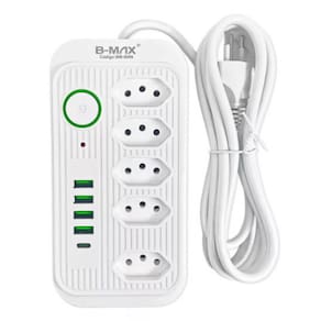 Extensão Régua Elétrica 2 Metros 5 Tomadas 4 Usb 1 Usb-c