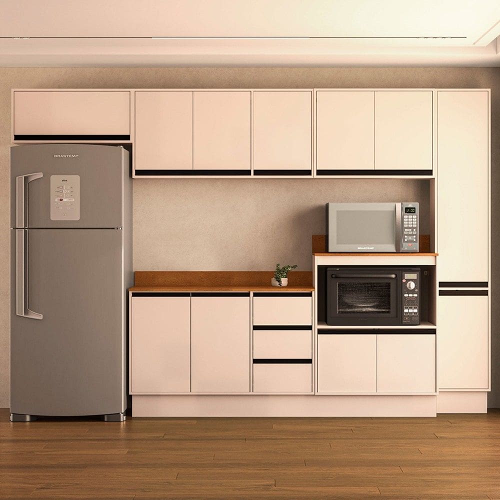 Cozinha Completa Koya 12 Portas 3 Gavetas 40250050 Creme - Politorno