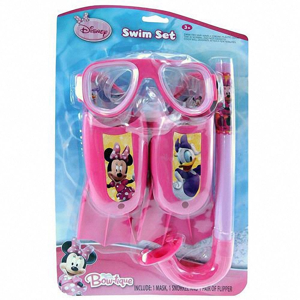 Conjunto de natação Disney Minnie Mouse com máscara de natação, snorkel e nadadeiras