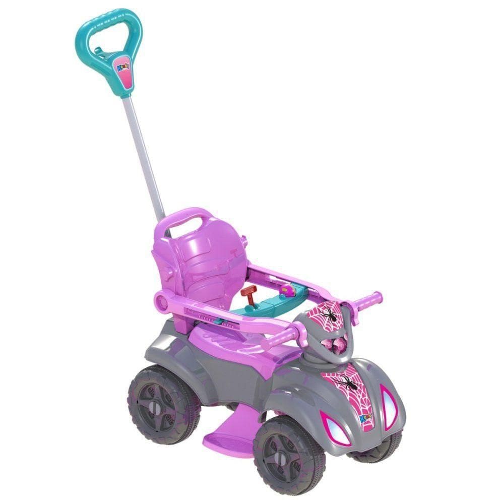 Quadriciclo Infantil Baby Spyder Girl Com Haste Guia E Proteção Lateral Segurança E Diversão Rosa