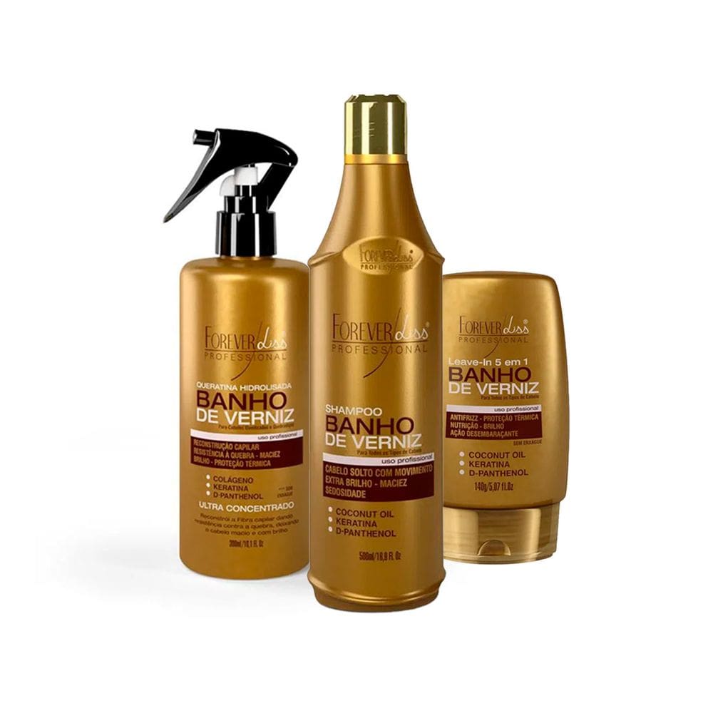 Kit Shampoo Quera. e Leave-in Banho de Verniz Forever Liss