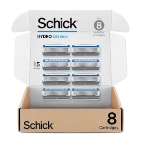 Razor reabastece Schick Hydro Dry Skin para homens, 8 unidades