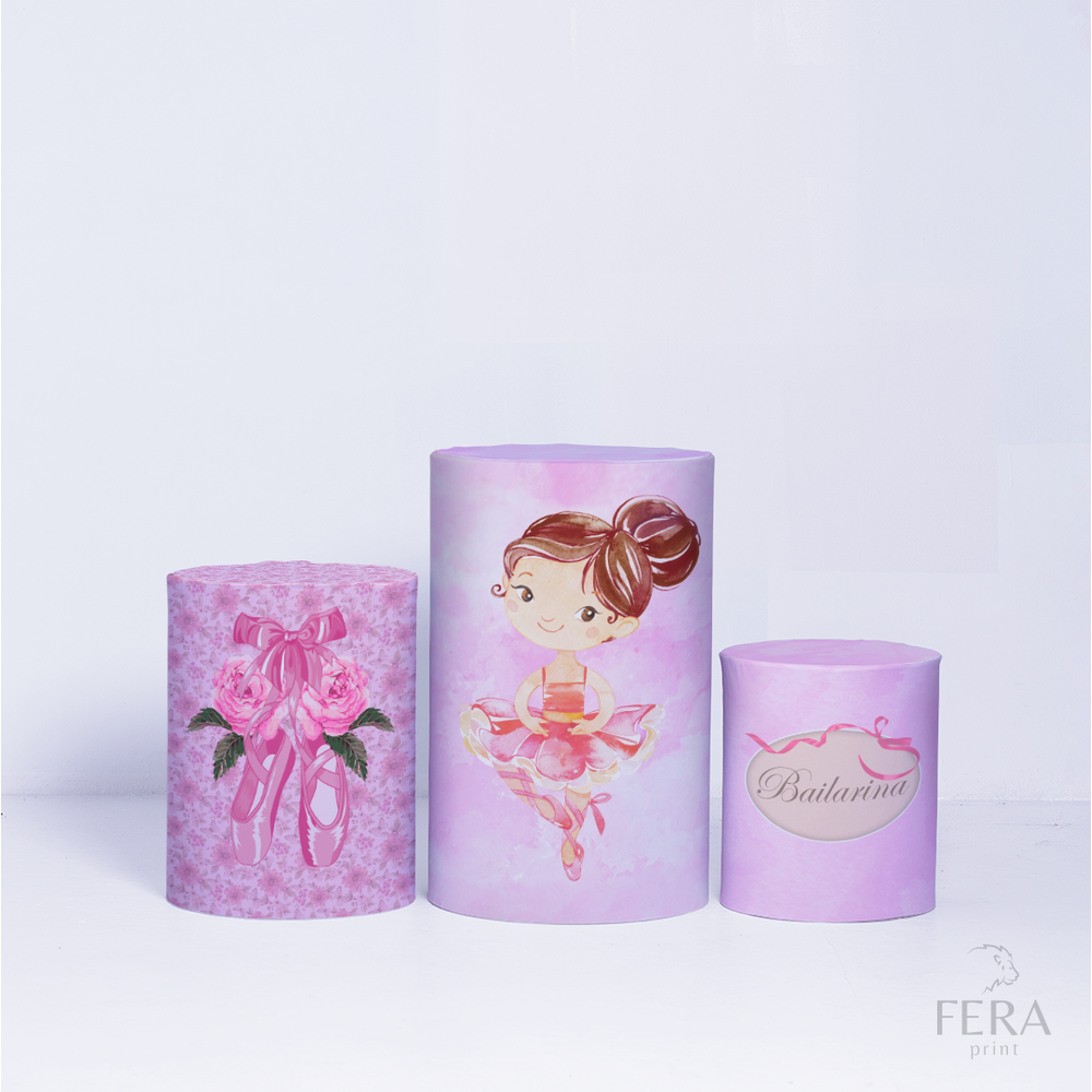 Trio de Capa Cilindro para Festa Infantil Veste Fácil C/elástico Bailarina