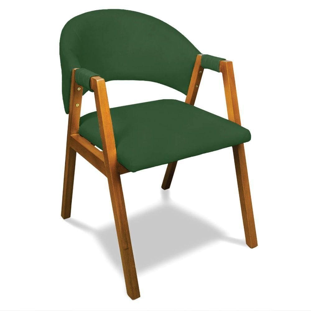 Cadeira Sala De Jantar Em Madeira Yara Suede Verde D03 - D`rossi
