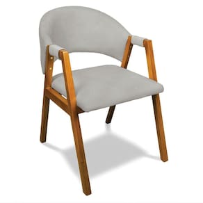 Cadeira Sala De Jantar Em Madeira Yara Suede Cinza D03 - D`rossi