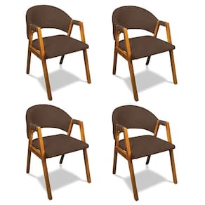Cadeira Sala De Jantar Em Madeira Kit 4 Yara Suede Marrom D03 - D`rossi