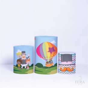 Trio de Capa Cilindro para Festa Infantil Veste Fácil C/elástico Mundo Bita