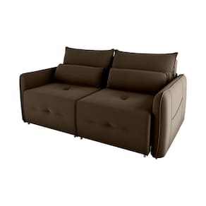 Sofá Cama 2 Lugares Com Almofadas 205cm Celine Matrix Veludo Marrom