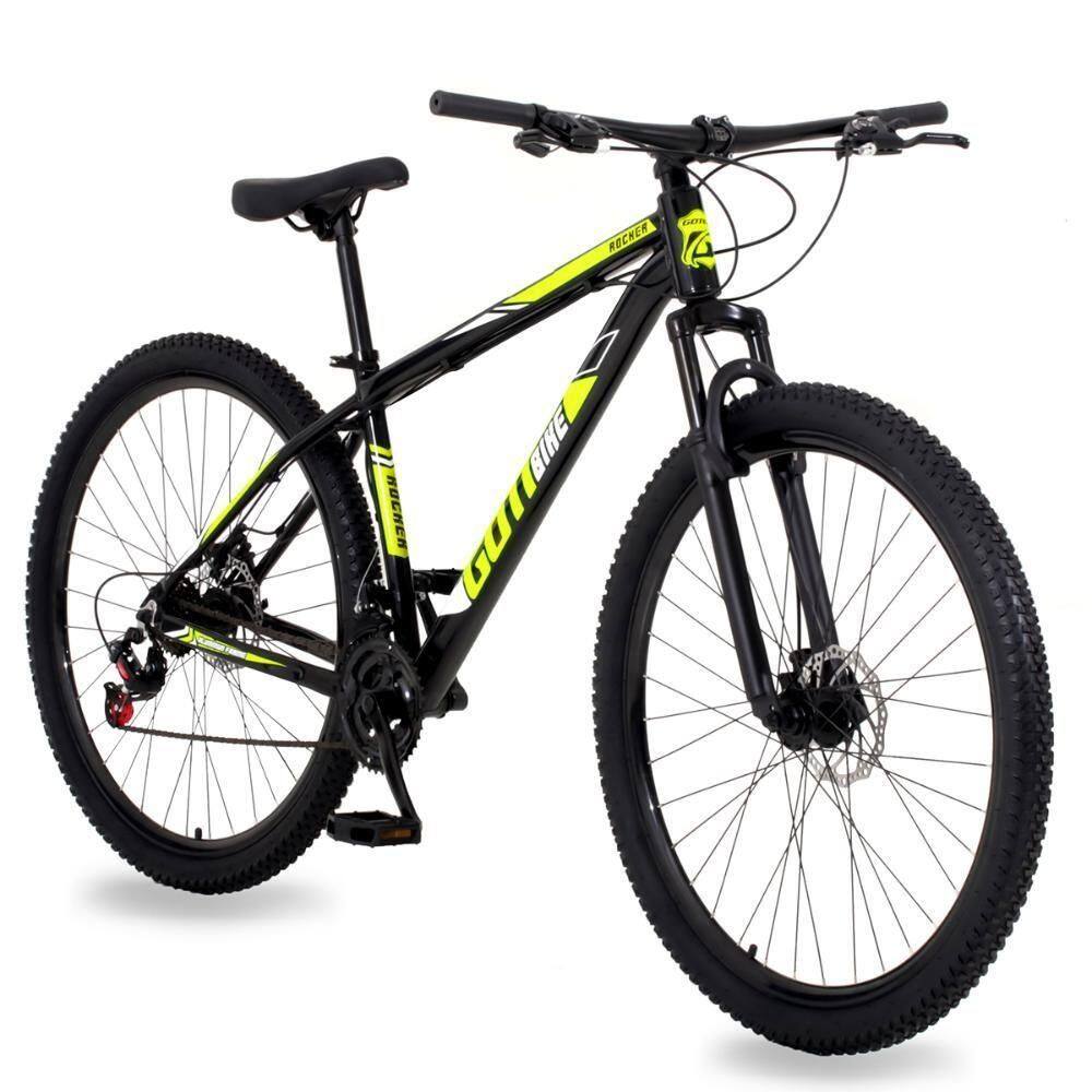 Bicicleta Aro 29 Alumínio Gott Rocker Freios A Disco Suspensão 21v 19 Preto Amarelo