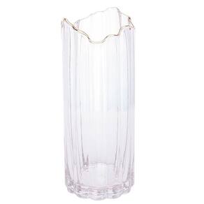 Vaso De Vidro Transparente Com Borda Dourada Para Flores Arranjos Plantas 10x25cm Wolff
