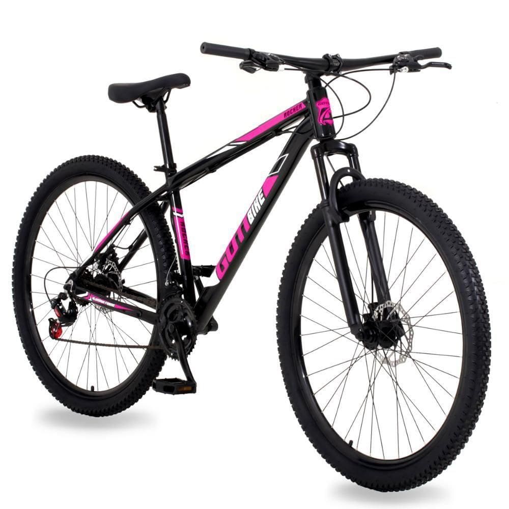 Bicicleta Aro 29 Alumínio Gott Rocker Freios A Disco Suspensão 21v 19 Preto Rosa