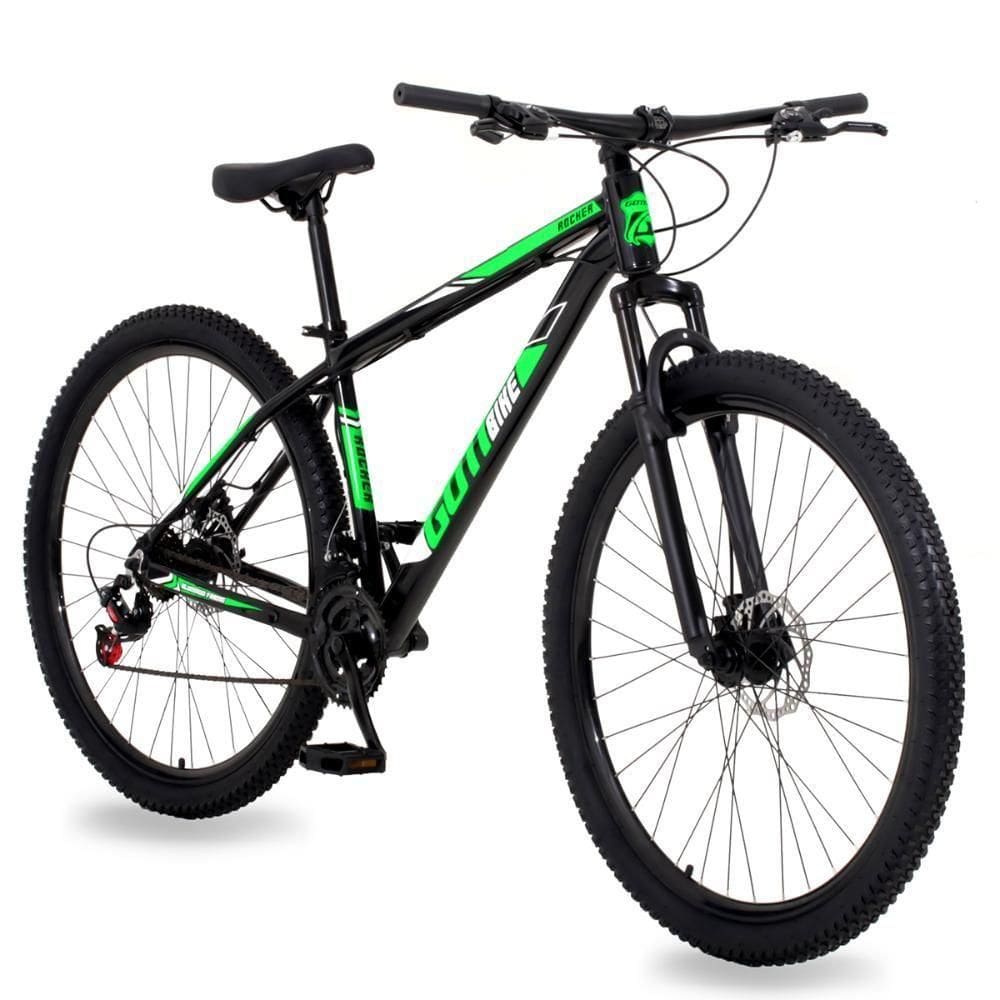 Bicicleta Aro 29 Gott 24 Marchas Câmbio Traseiro Shimano 17 Preto Verde