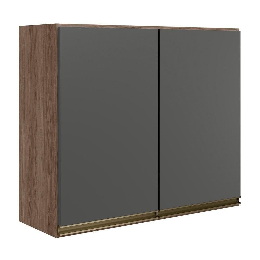 Armario Aereo 2 Portas Mdf 80 Cm Kali 12211 Carvalho Toq Chumbo Nicioli
