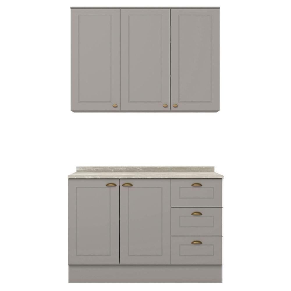 Armario Aereo e Balcao 120 Cm Ce169 Americana Cinza Calcare Henn