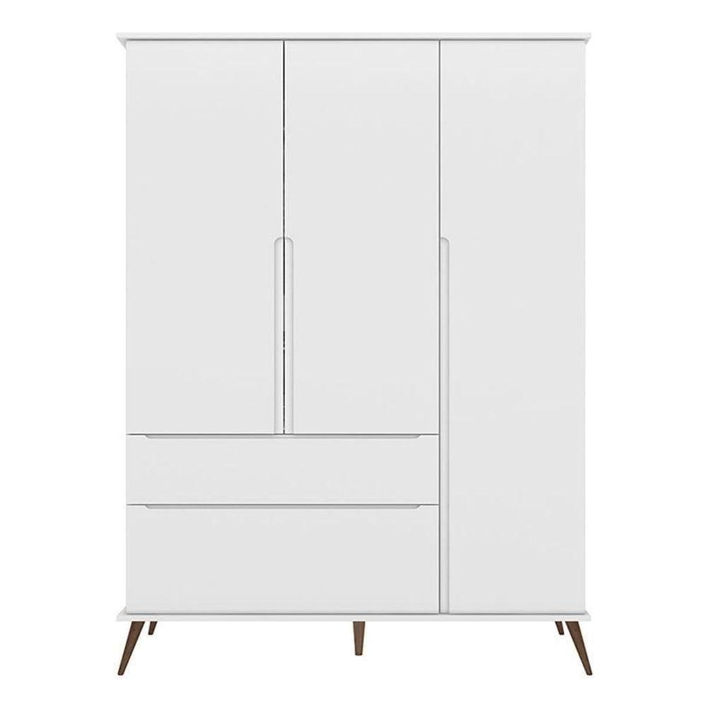 Guarda Roupa Infantil Retrô Melinda 3 Portas E 2 Gavetas Branco - Phoenix Baby Branco