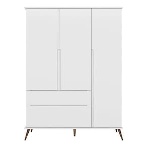 Guarda Roupa Infantil Retrô Melinda 3 Portas E 2 Gavetas Branco - Phoenix Baby Branco