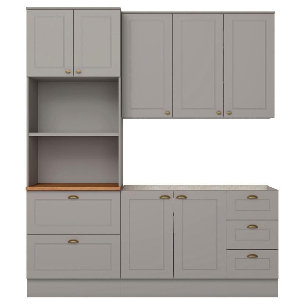 Cozinha Modulada 3 Pecas 120cm Ce759 Americana Cinza Nature Henn