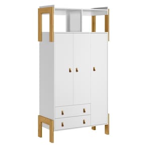 Guarda Roupa Infantil Fantasia 3 Portas E 2 Gavetas Com Nicho Branco Acetinado - Qmovi Branco Acetinado