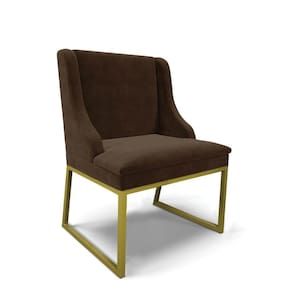Cadeira Sala De Jantar Industrial Dourado Liz Suede Marrom D03 - D`rossi
