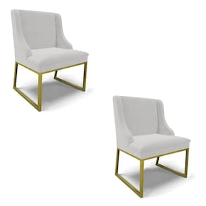 Cadeira Sala De Jantar Industrial Dourado Kit 2 Liz Veludo Cinza D03 - D`rossi