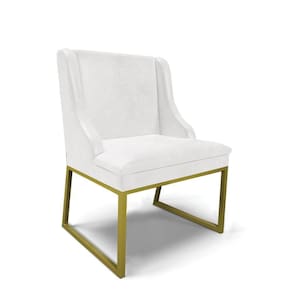 Cadeira Sala De Jantar Industrial Dourado Liz Sintético Pu Branco D03 - D`rossi