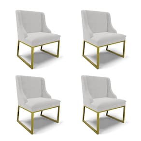 Cadeira Sala De Jantar Industrial Dourado Kit 4 Liz Veludo Cinza D03 - D`rossi