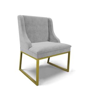 Cadeira Sala De Jantar Industrial Dourado Liz Suede Cinza D03 - D`rossi