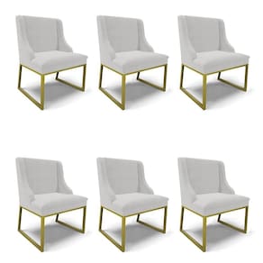 Cadeira Sala De Jantar Industrial Dourado Kit 6 Liz Veludo Cinza D03 - D`rossi
