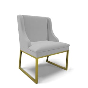 Cadeira Sala De Jantar Industrial Dourado Liz Linho Cinza D03 - D`rossi
