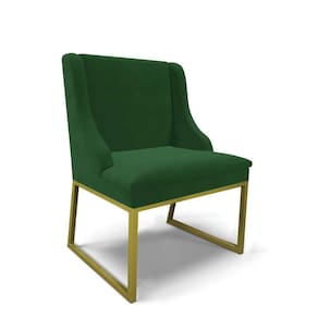 Cadeira Sala De Jantar Industrial Dourado Liz Veludo Verde D03 - D`rossi