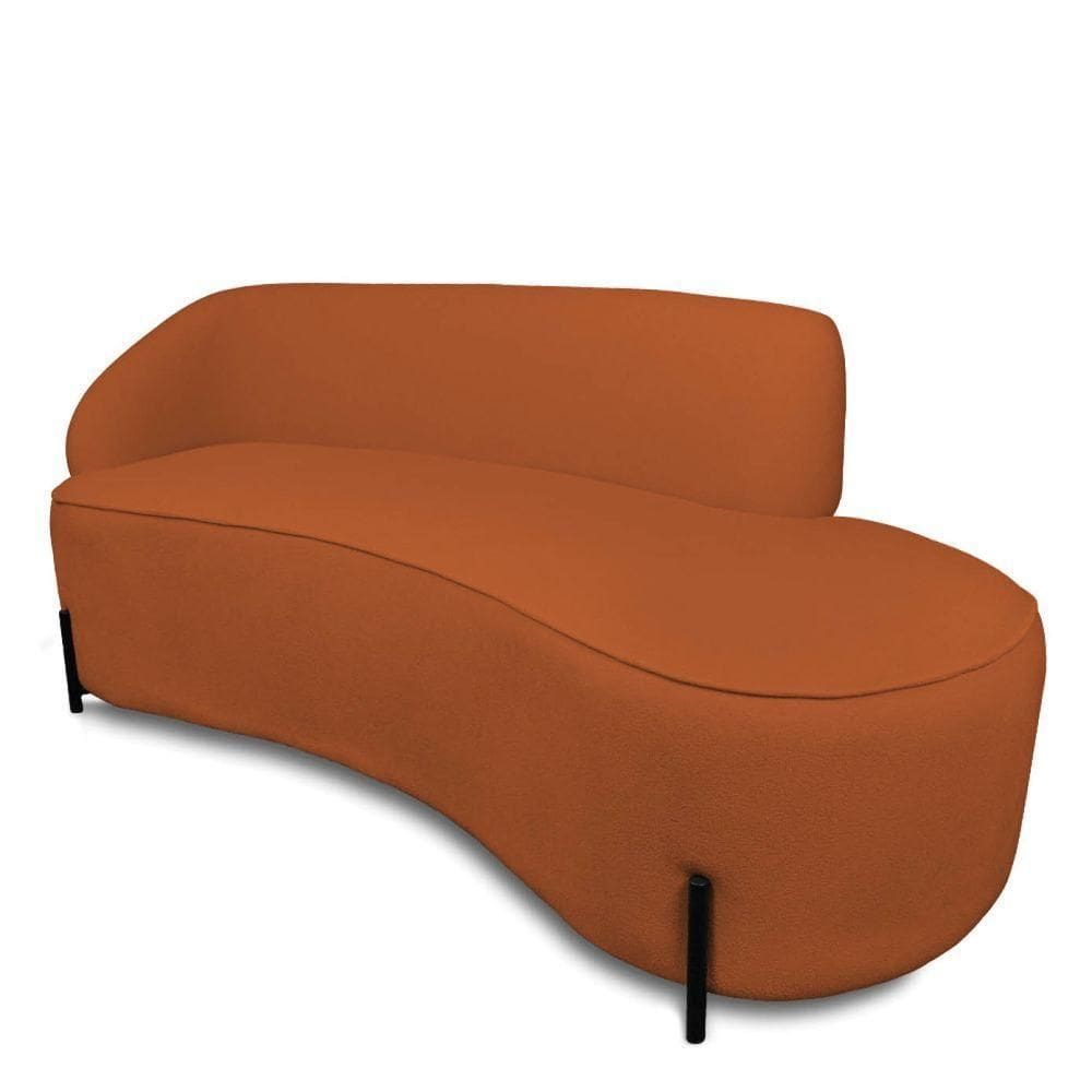 Sofá 4 Lugares Orgânico 220cm Pé Ferro Preto Morgan Bouclê Terra D03 - D`rossi